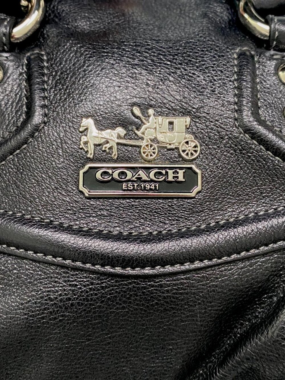 Coach Madison Leather Audrey Black Satchel Bag - Picture 6 of 14